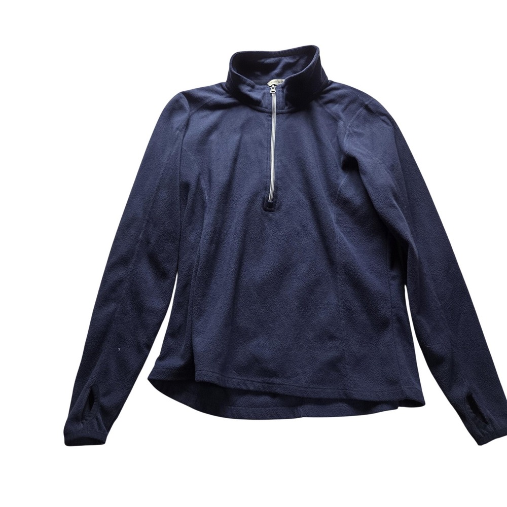 Port Authority Pullover Womens Medium Blue Fleece 1/4 Zip Mock Neck Warm Top